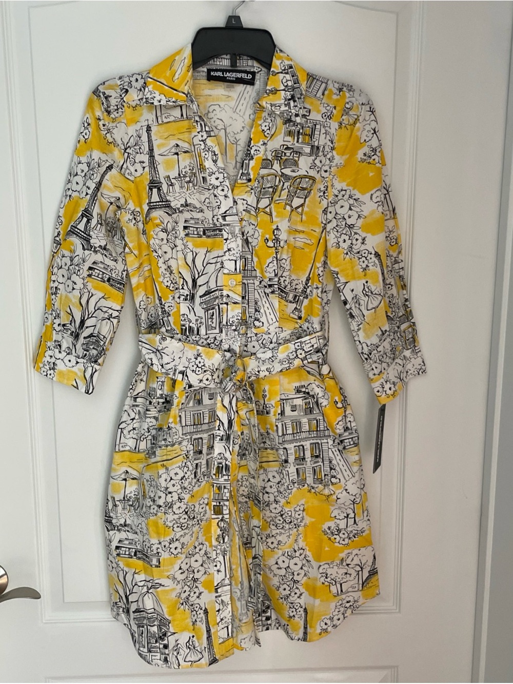 Gorgeous KARL LAGERFELD Paris Lemon button-down Dress/Shirt Size 2 NWT $149